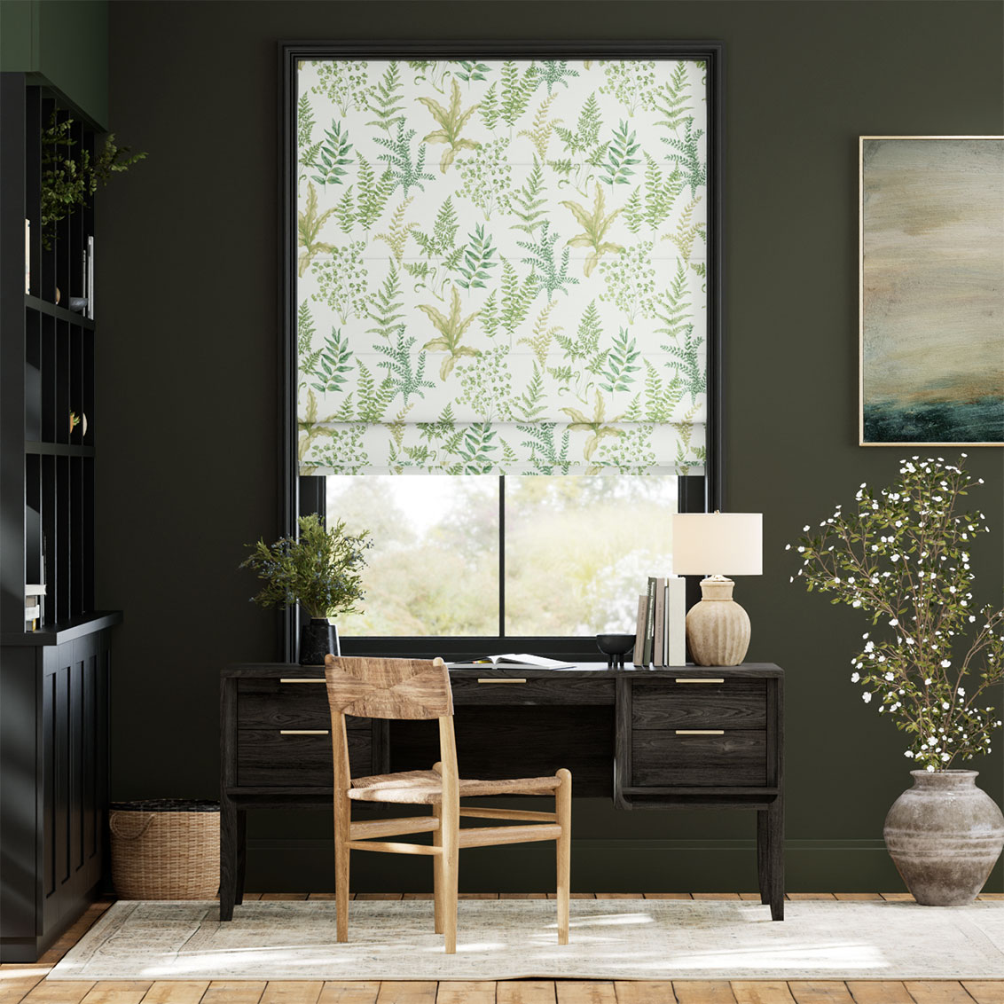 Woodland Fern Green Roman Blind