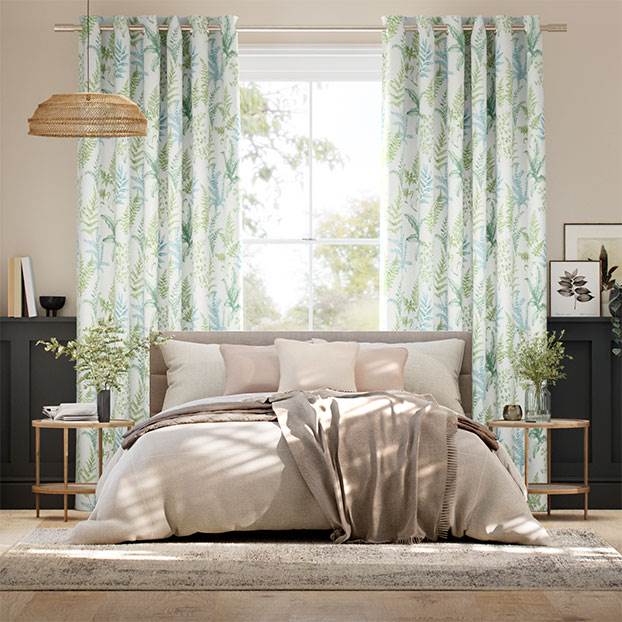 Woodland Fern Green & Aqua Curtains thumbnail image