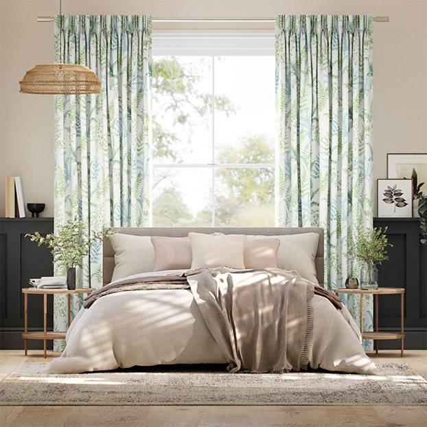 Woodland Fern Green & Aqua Curtains thumbnail image