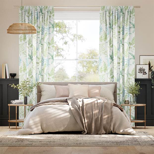 Woodland Fern Green & Aqua Curtains thumbnail image