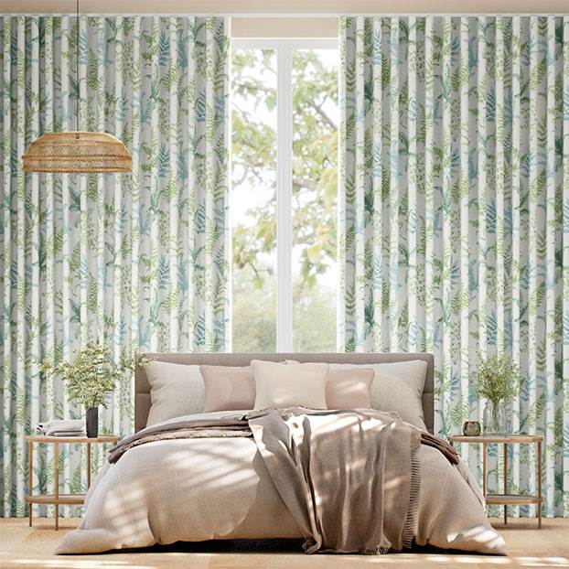 Woodland Fern Green & Aqua Curtains thumbnail image