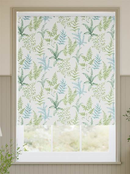 Woodland Fern Green & Aqua Roller Blind thumbnail image