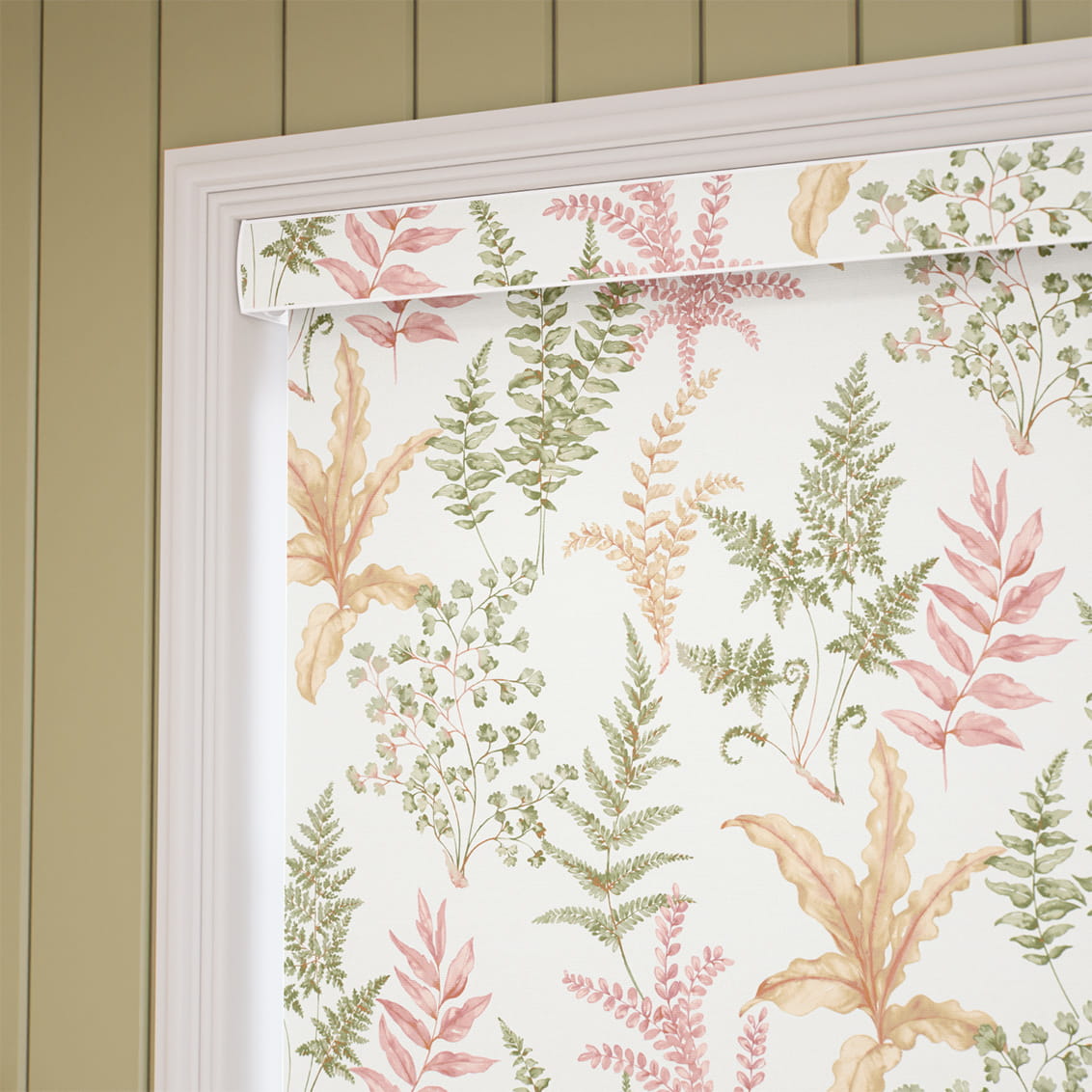 Woodland Fern Green & Blush Roller Blind