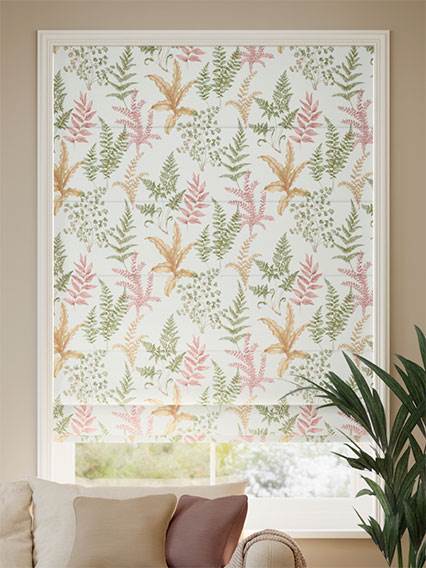 Woodland Fern Green & Blush Roman Blind thumbnail image