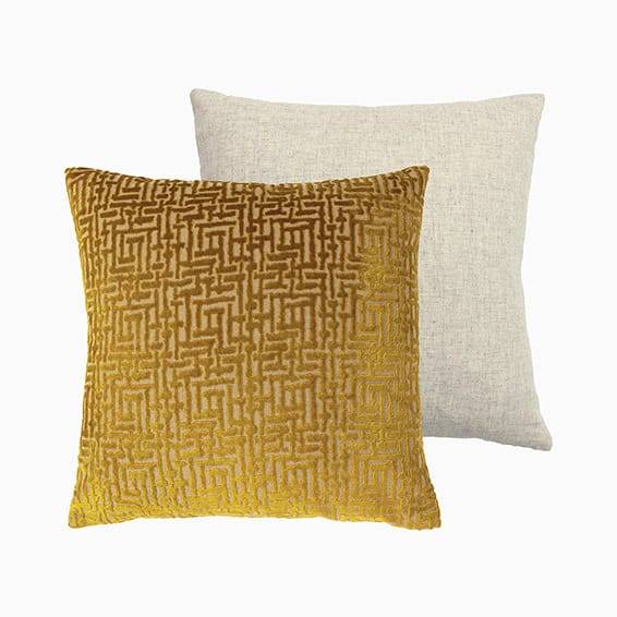 Zephyr Cut Velvet Gold Cushion thumbnail image