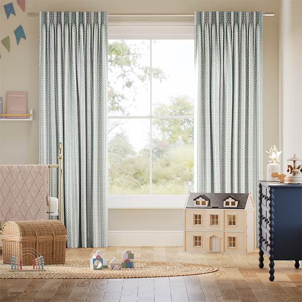Zig Zag Aqua & Blush Curtains thumbnail image