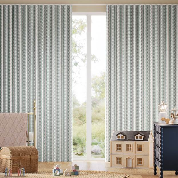 Zig Zag Aqua & Blush Curtains thumbnail image