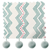 Zig Zag Pom-Pom Aqua & Blush Roman Blind sample image