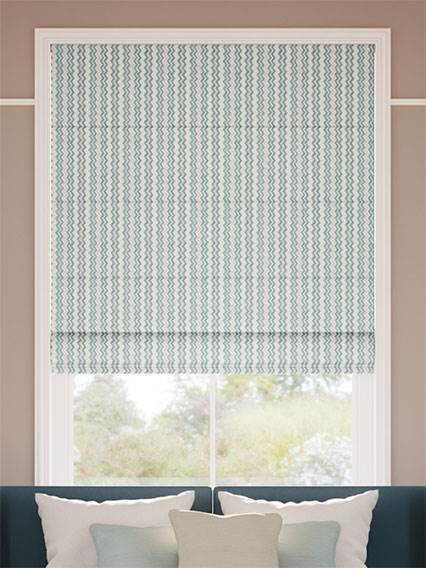 Zig Zag Aqua & Blush Roman Blind thumbnail image
