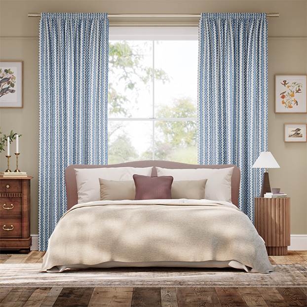 Zig Zag Blue & Neutral Curtains thumbnail image