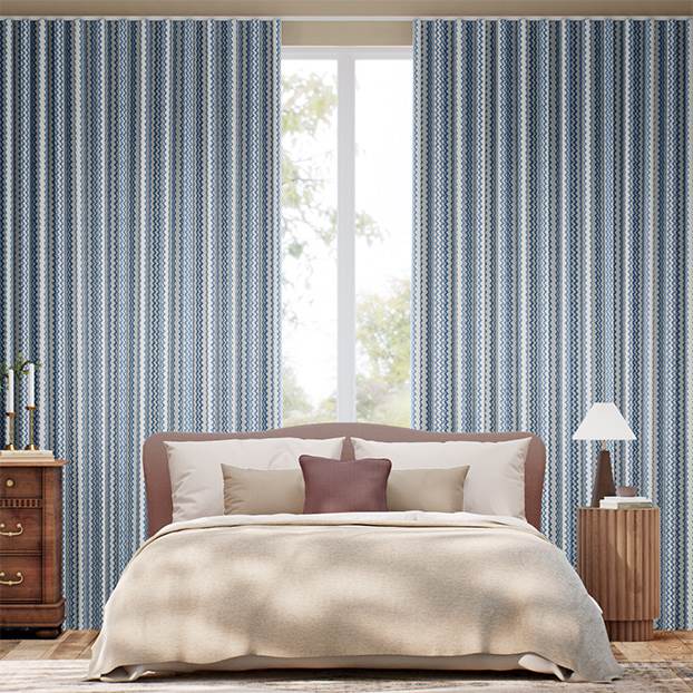 Zig Zag Blue & Neutral Curtains thumbnail image