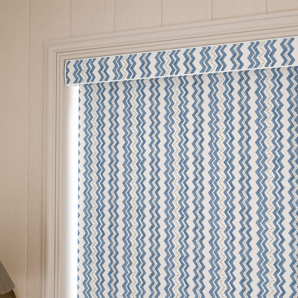 Zig Zag Blue & Neutral Roller Blind