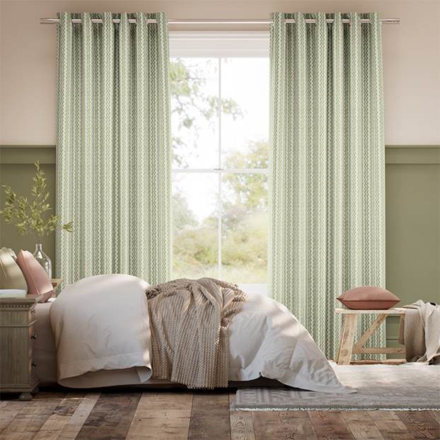 Zig Zag Green & Blush Curtains thumbnail image