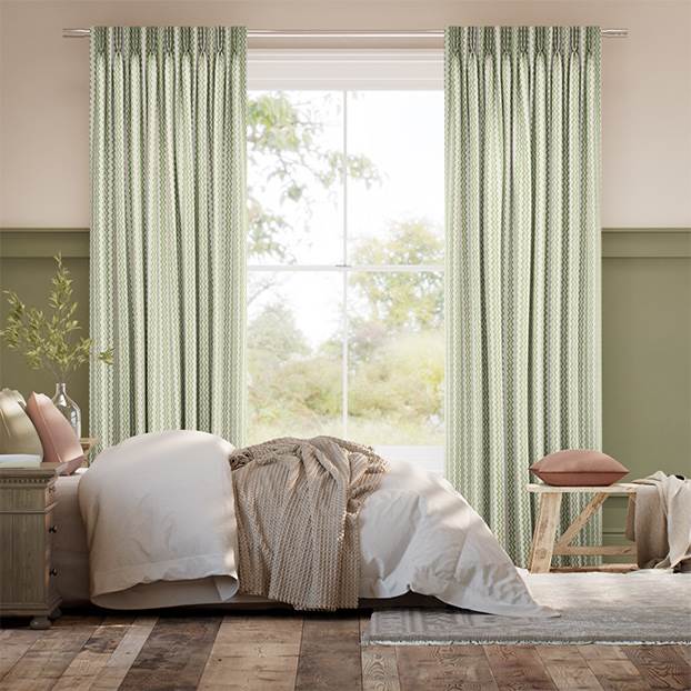 Zig Zag Green & Blush Curtains thumbnail image