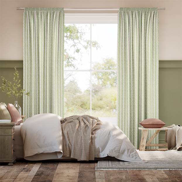 Zig Zag Green & Blush Curtains thumbnail image