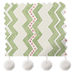 Zig Zag Pom-Pom Green & Blush Roman Blind sample image