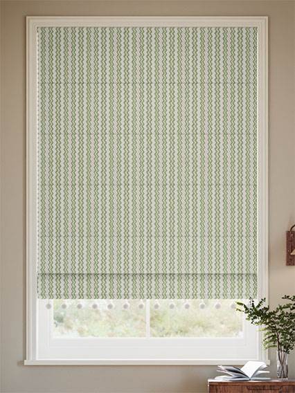 Zig Zag Pom-Pom Green & Blush Roman Blind thumbnail image