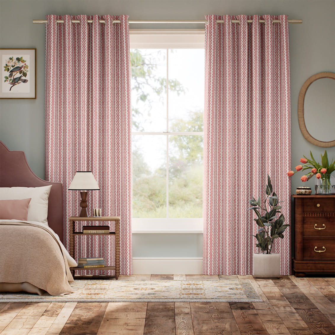 Zig Zag Spice & Teal Curtains