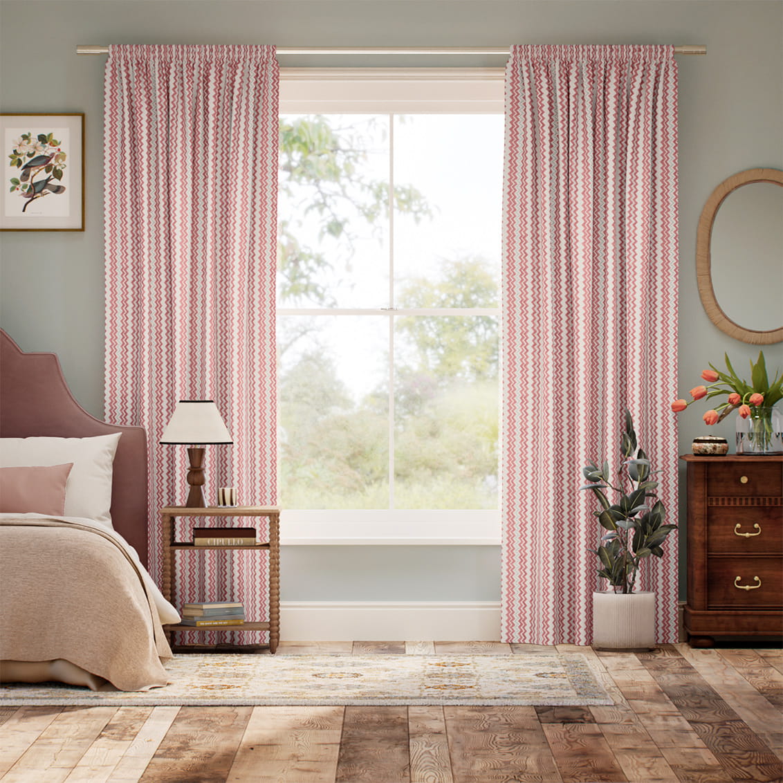 Zig Zag Spice & Teal Curtains