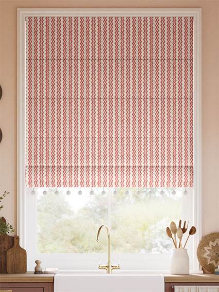 Zig Zag Pom-Pom Spice & Teal Roman Blind thumbnail image