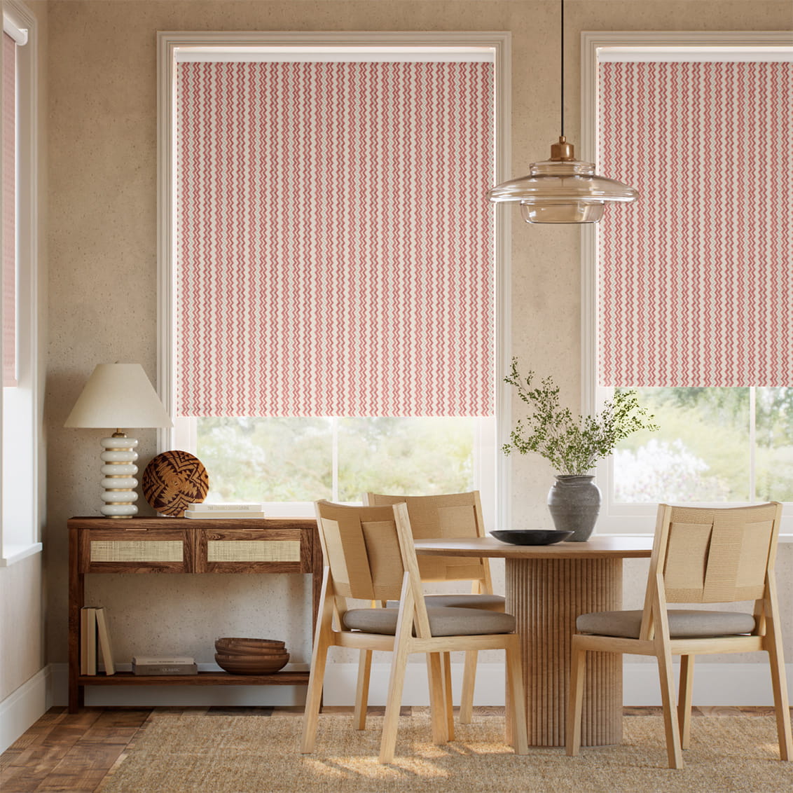 Zig Zag Spice & Teal Roller Blind