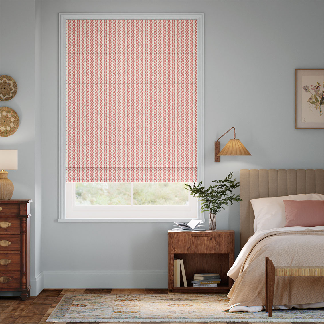 Zig Zag Spice & Teal Roman Blind